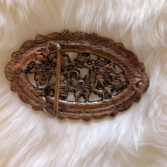 Vintage Brass & Enamel Belt Buckle - Picture 6 of 7